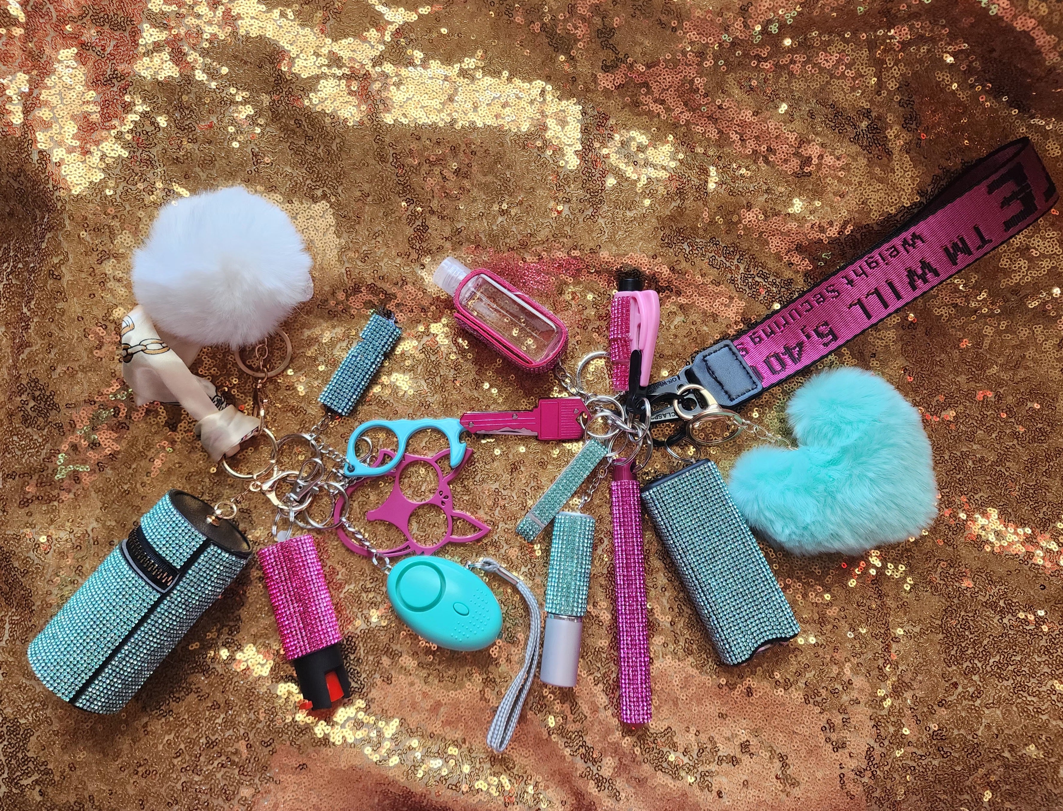 Pink and teal all bling set