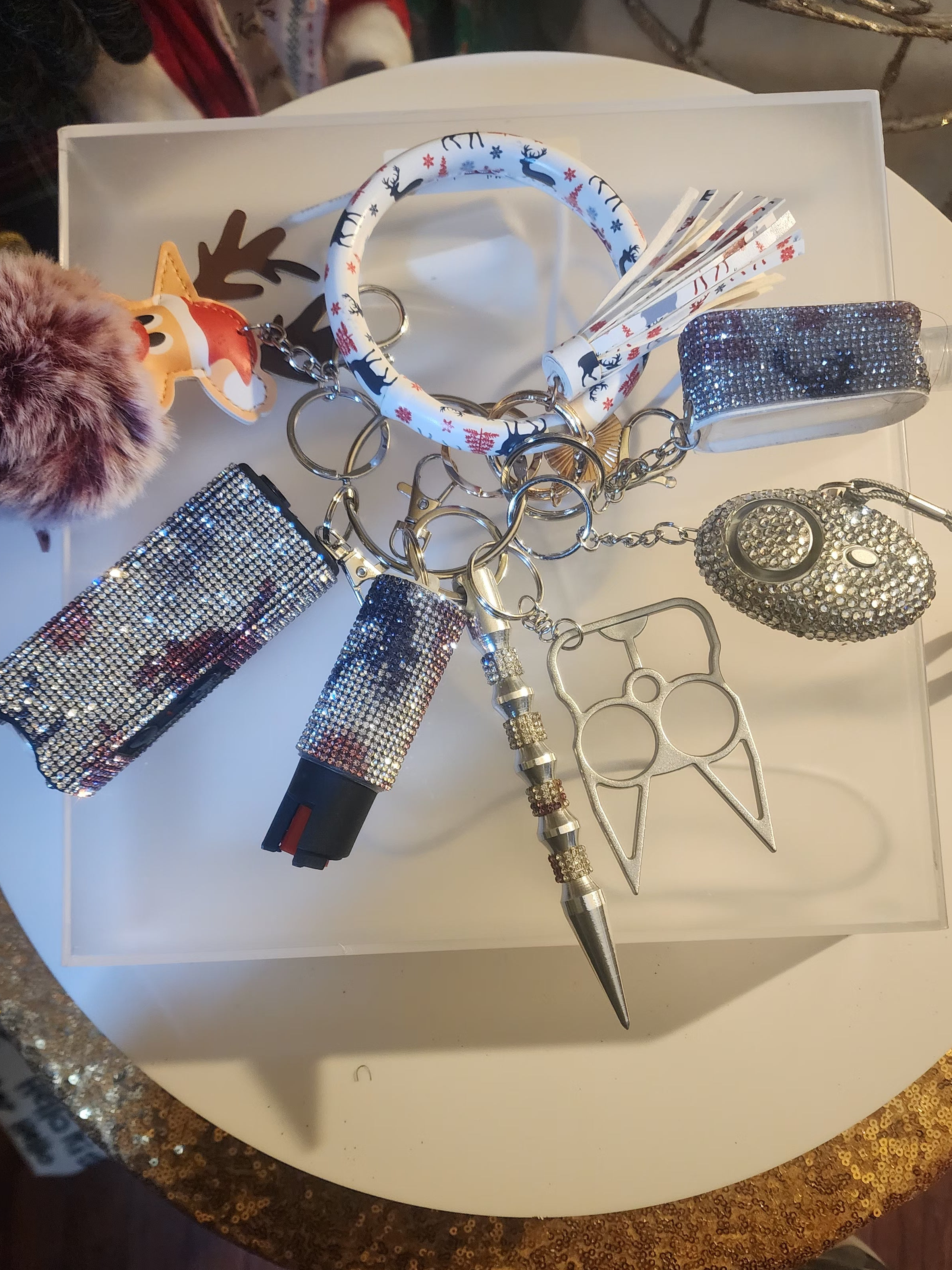 Reindeer keychains set all bling